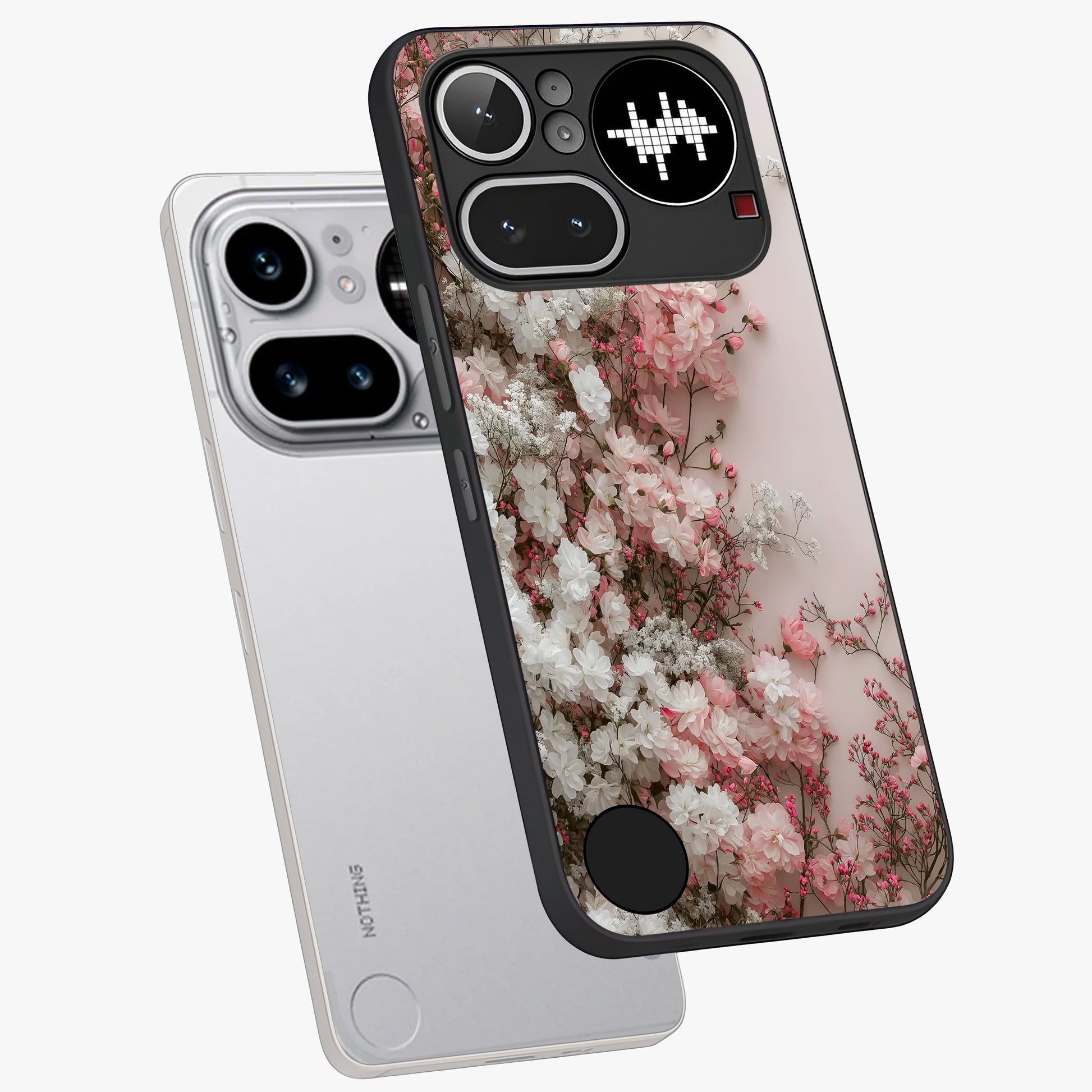 Blush Blossom Cloud Glass Case displayed in angled mockup highlighting soft cloud and blossom design with pastel aesthetic.