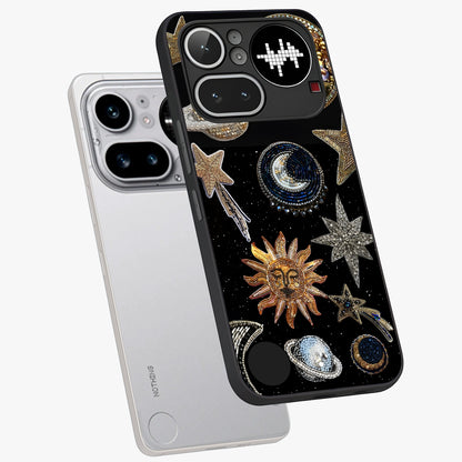 Celestial Gem Constellations Glass Case displayed in angled mockup highlighting gemstone inspired constellation design.