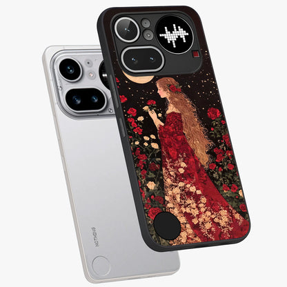 Crimson Dreams Glass Case displayed in angled mockup highlighting soft crimson aesthetic design with artistic theme.