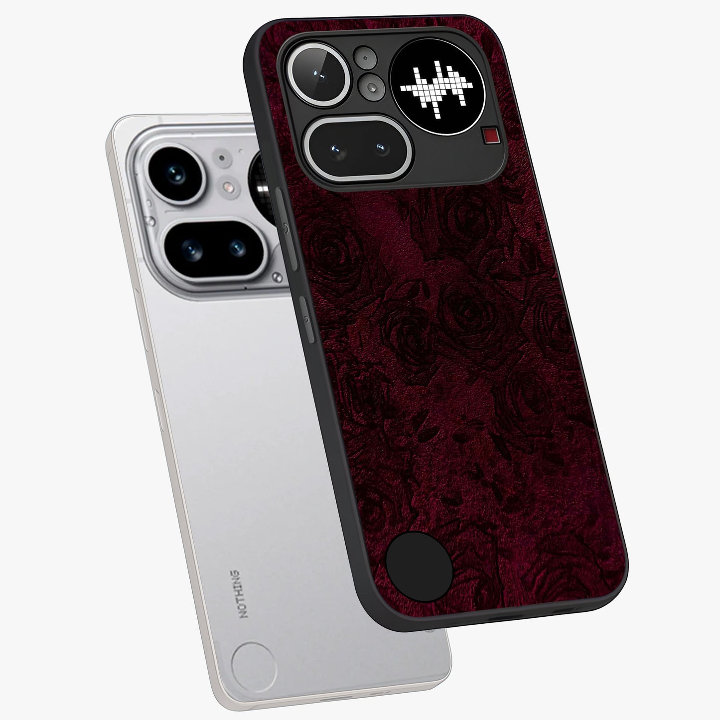 Crimson Fade Flow Glass Case displayed in angled mockup highlighting smooth gradient design with modern aesthetic style.