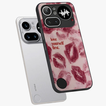 Crimson Kiss Love Glass Case displayed in angled mockup highlighting bold love inspired design with modern aesthetic style.