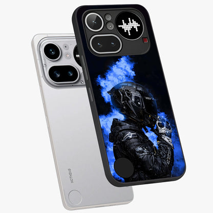 Cyber Sentinel Protocol Glass Case displayed in angled mockup highlighting digital cyber design with sci-fi aesthetic style.