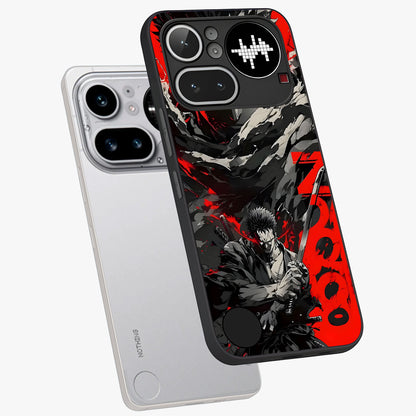 Demon Sword Resolve Glass Case displayed in angled mockup highlighting powerful demon sword illustration with dark fantasy aesthetic.