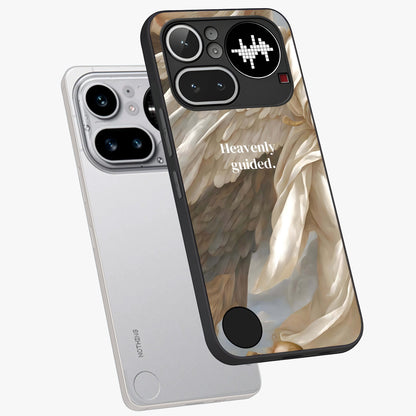 Divine Winged Grace Glass Case displayed in angled mockup highlighting graceful wing design with divine aesthetic style.