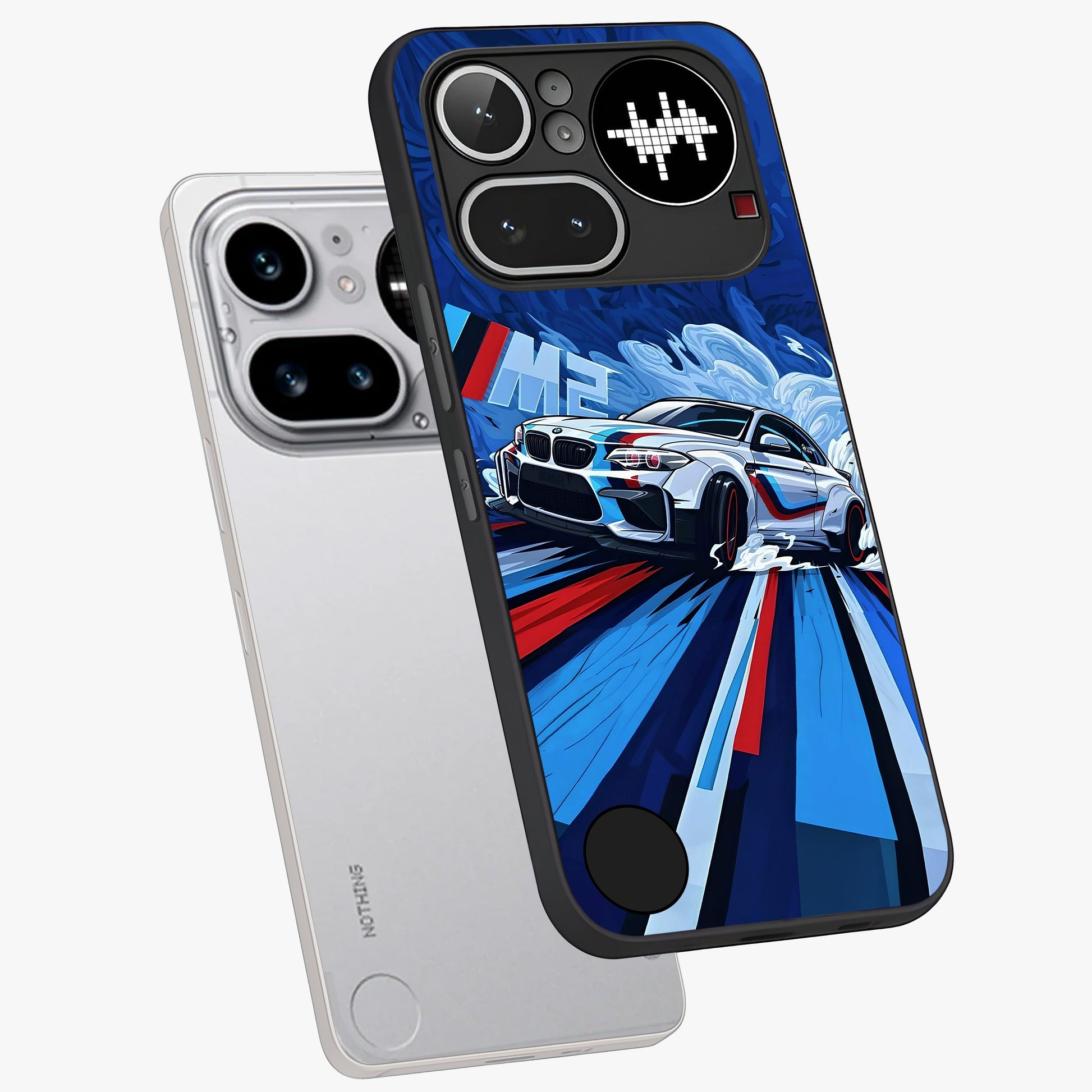 Drift Power Rush Glass Case displayed in angled mockup highlighting powerful drift car design with sporty aesthetic style.