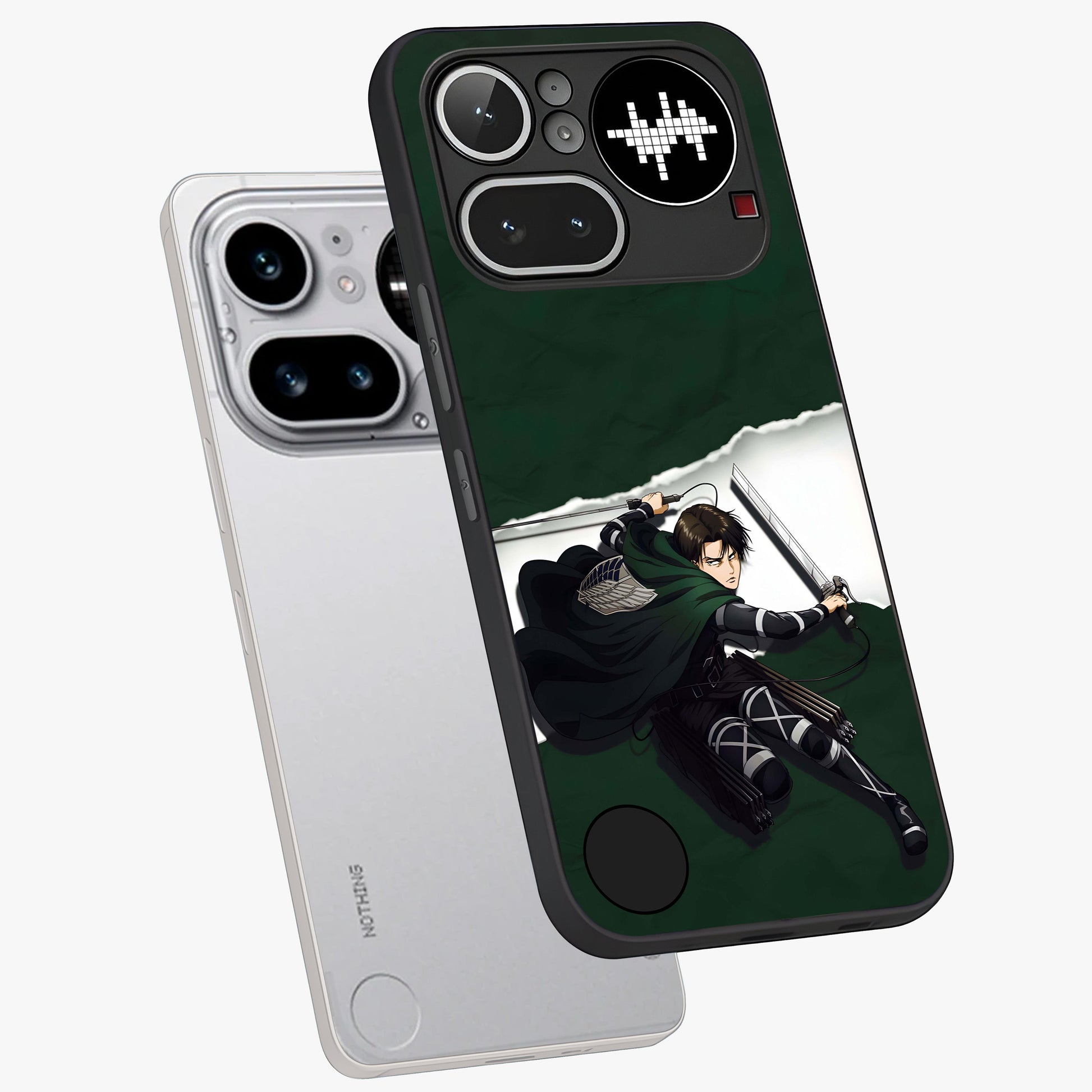 Emerald War Vanguard Glass Case displayed in angled mockup highlighting intense battle inspired design with emerald tone aesthetic.