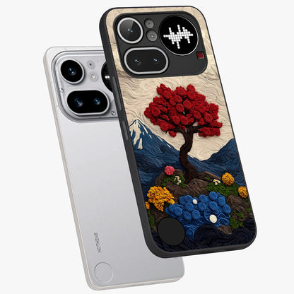 Eternal Nature Tapestry Glass Case displayed in angled mockup highlighting detailed botanical pattern with artistic aesthetic.
