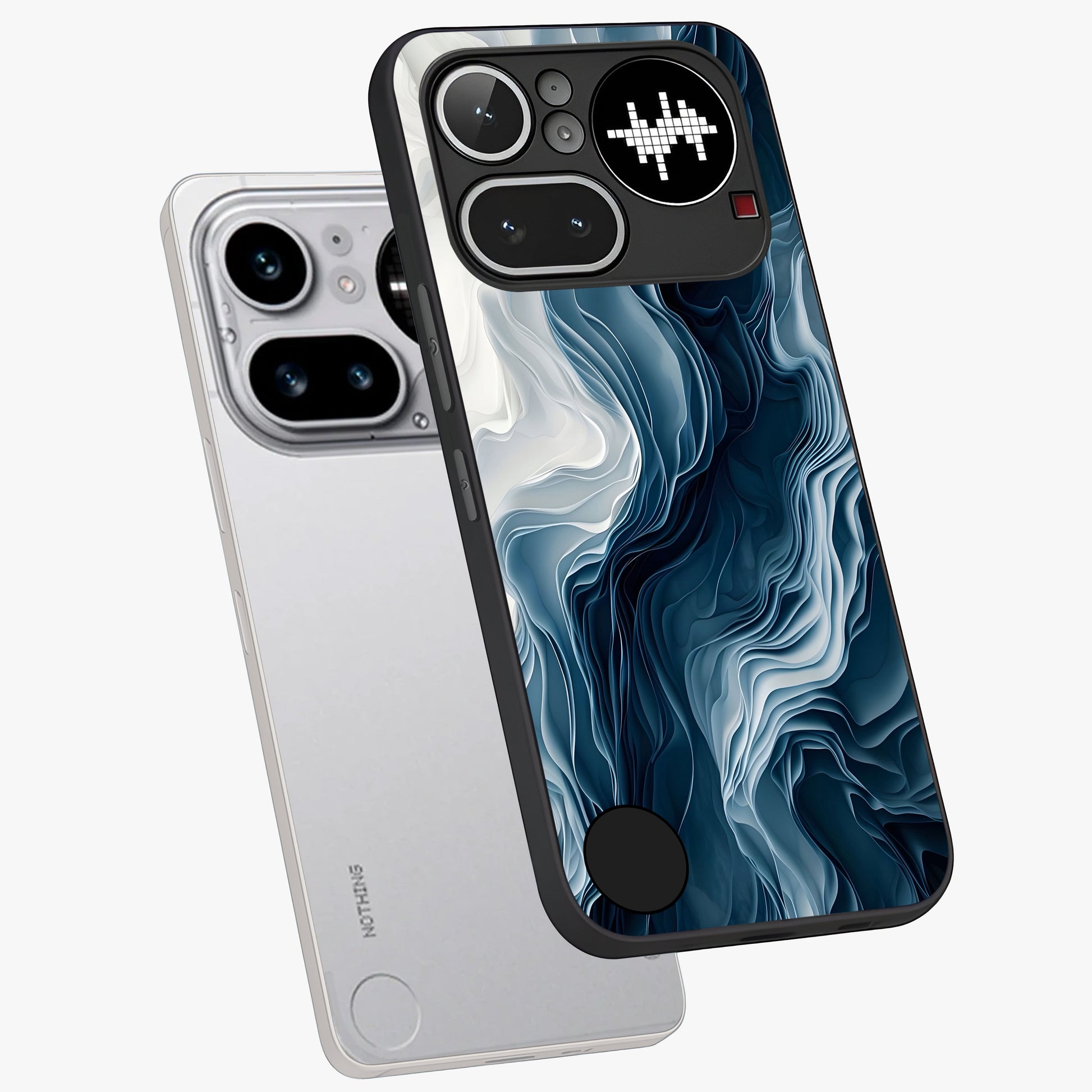 Ethereal Paper Marble Glass Case displayed in angled mockup highlighting elegant marble pattern with modern aesthetic style.