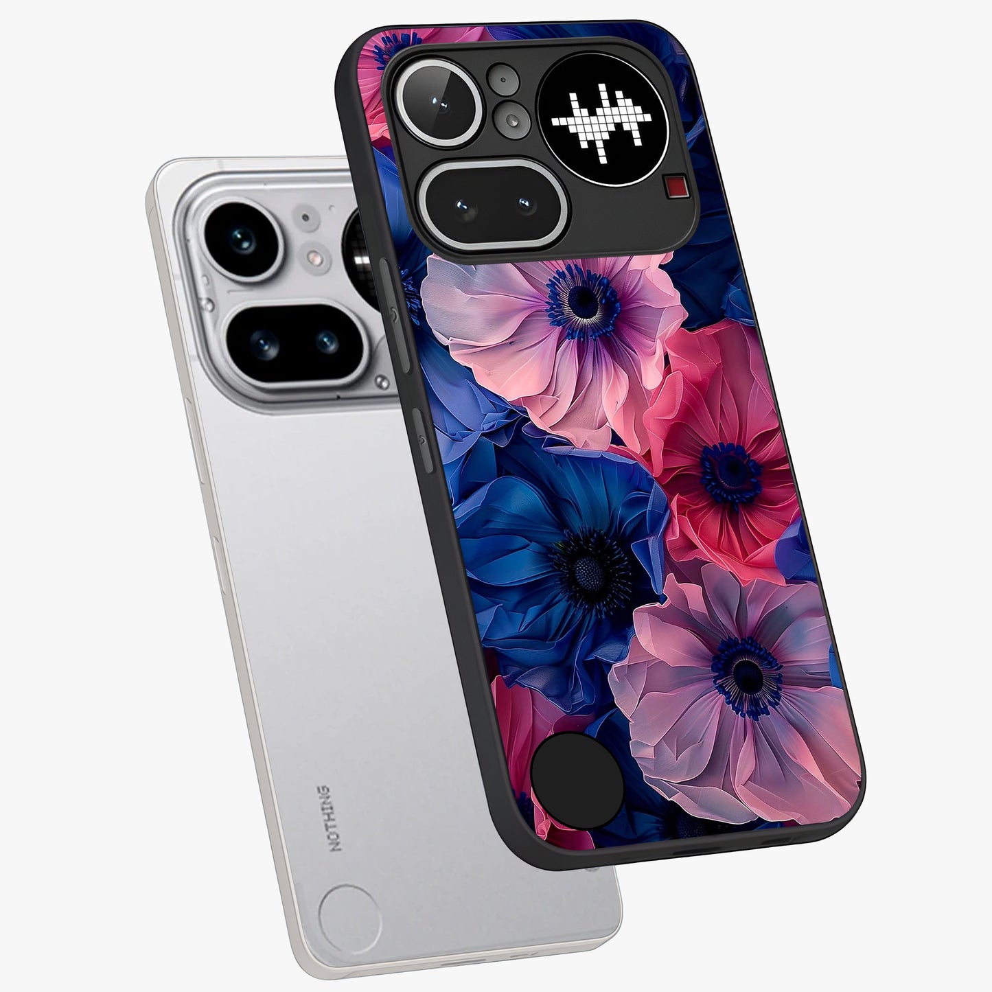 Flower Paper Art Pattern Glass Case displayed in angled mockup highlighting layered paper flower design with artistic aesthetic.
