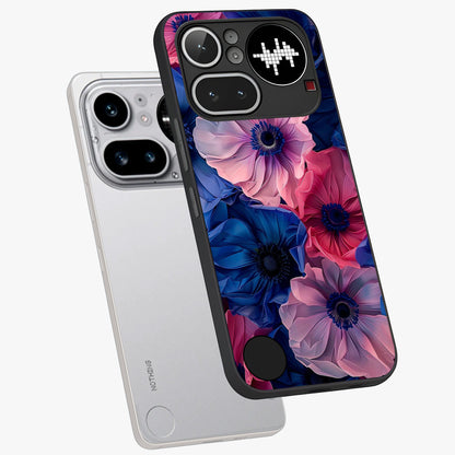 Flower Paper Art Pattern Glass Case displayed in angled mockup highlighting layered paper flower design with artistic aesthetic.
