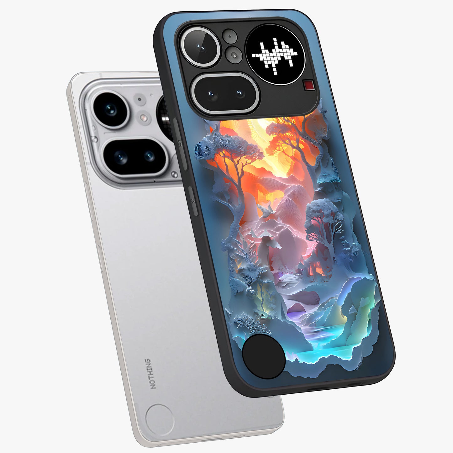 Glow Forest Portal Glass Case displayed in angled mockup highlighting mystical forest design with magical glowing aesthetic.