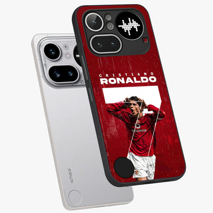 Goal Celebration Legacy Glass Case displayed in angled mockup highlighting energetic sports celebration design with bold athletic theme.