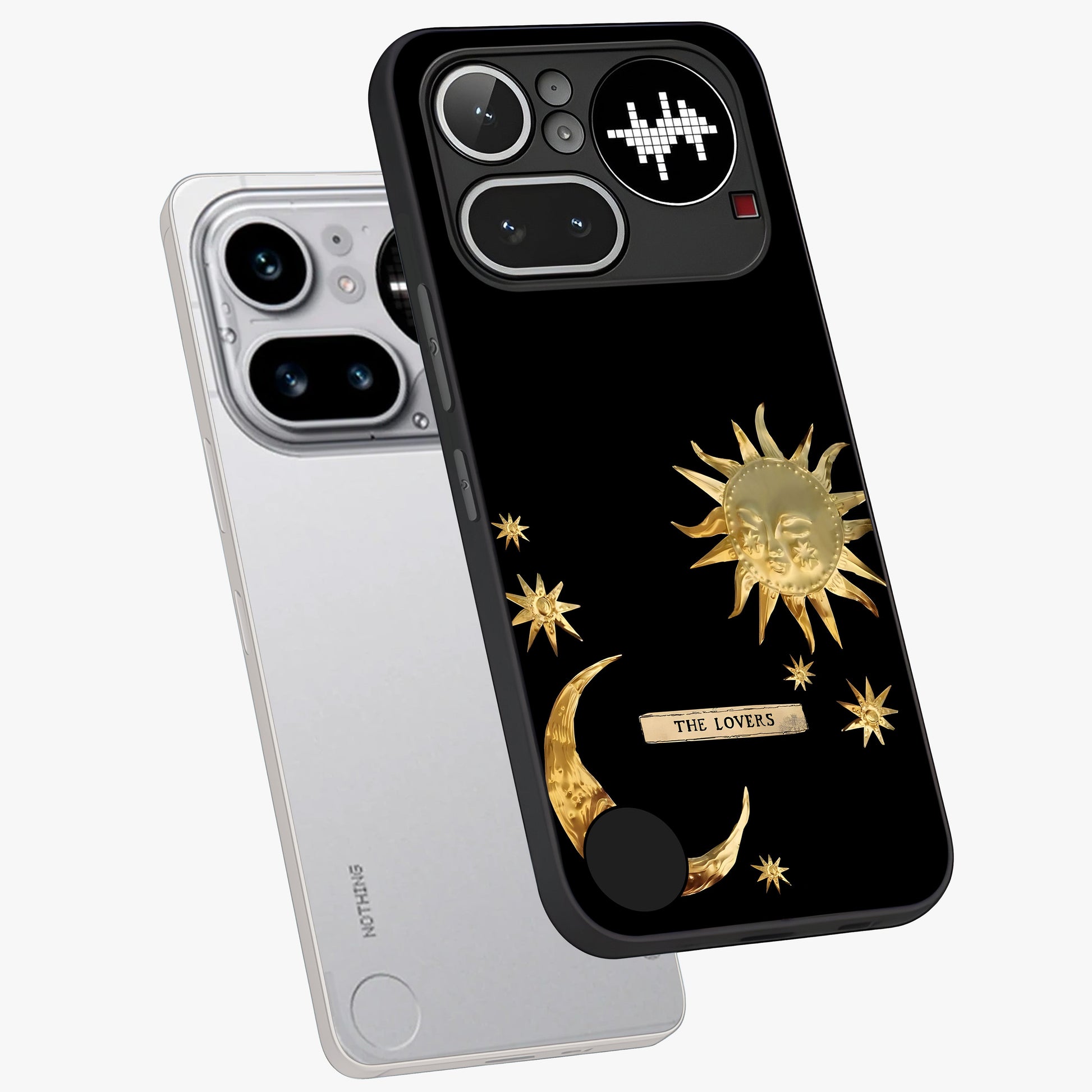 Gold Sun Blush Glass Case displayed in angled mockup highlighting radiant sun design with warm golden aesthetic.