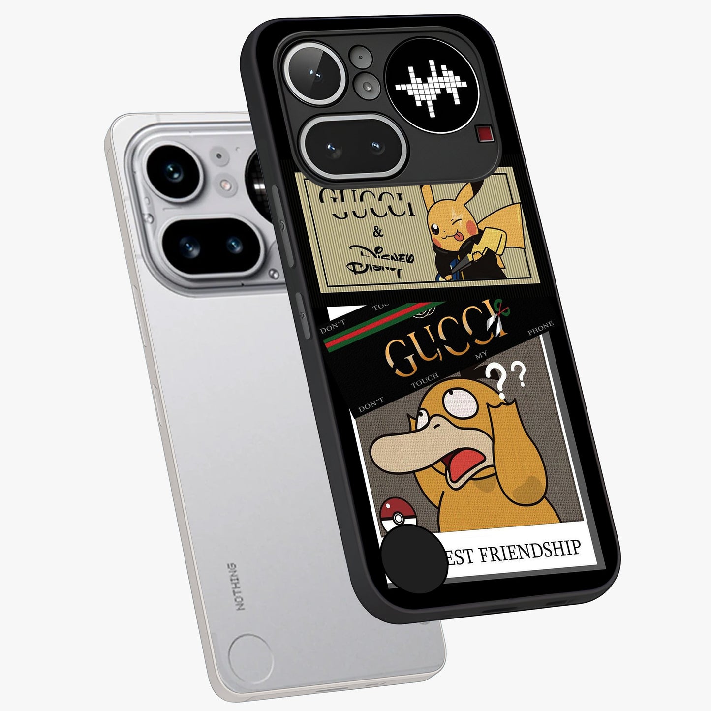 Gucci Play Mashup Glass Case displayed in angled mockup highlighting stylish fashion mashup design with bold aesthetic.
