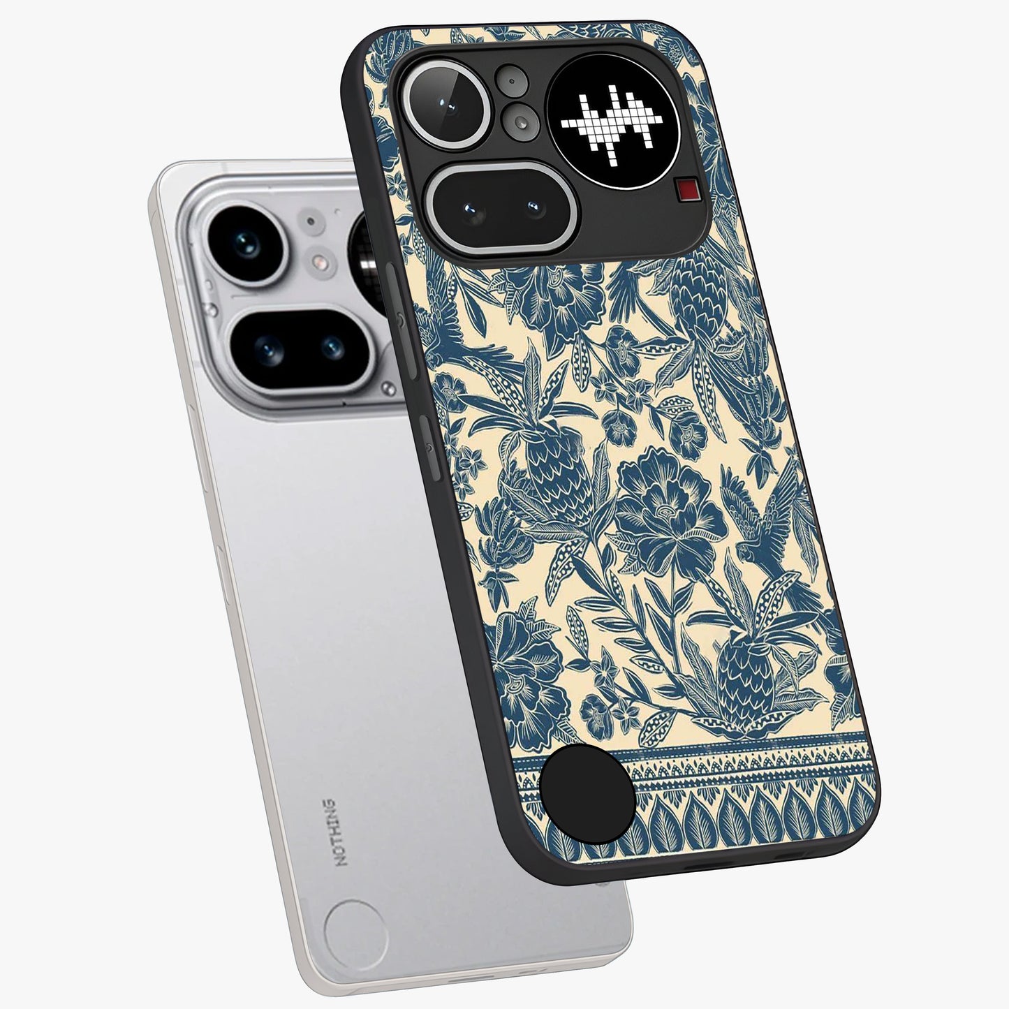 Heirloom Wild Bloom Glass Case displayed in angled mockup highlighting botanical bloom design with classic aesthetic style.