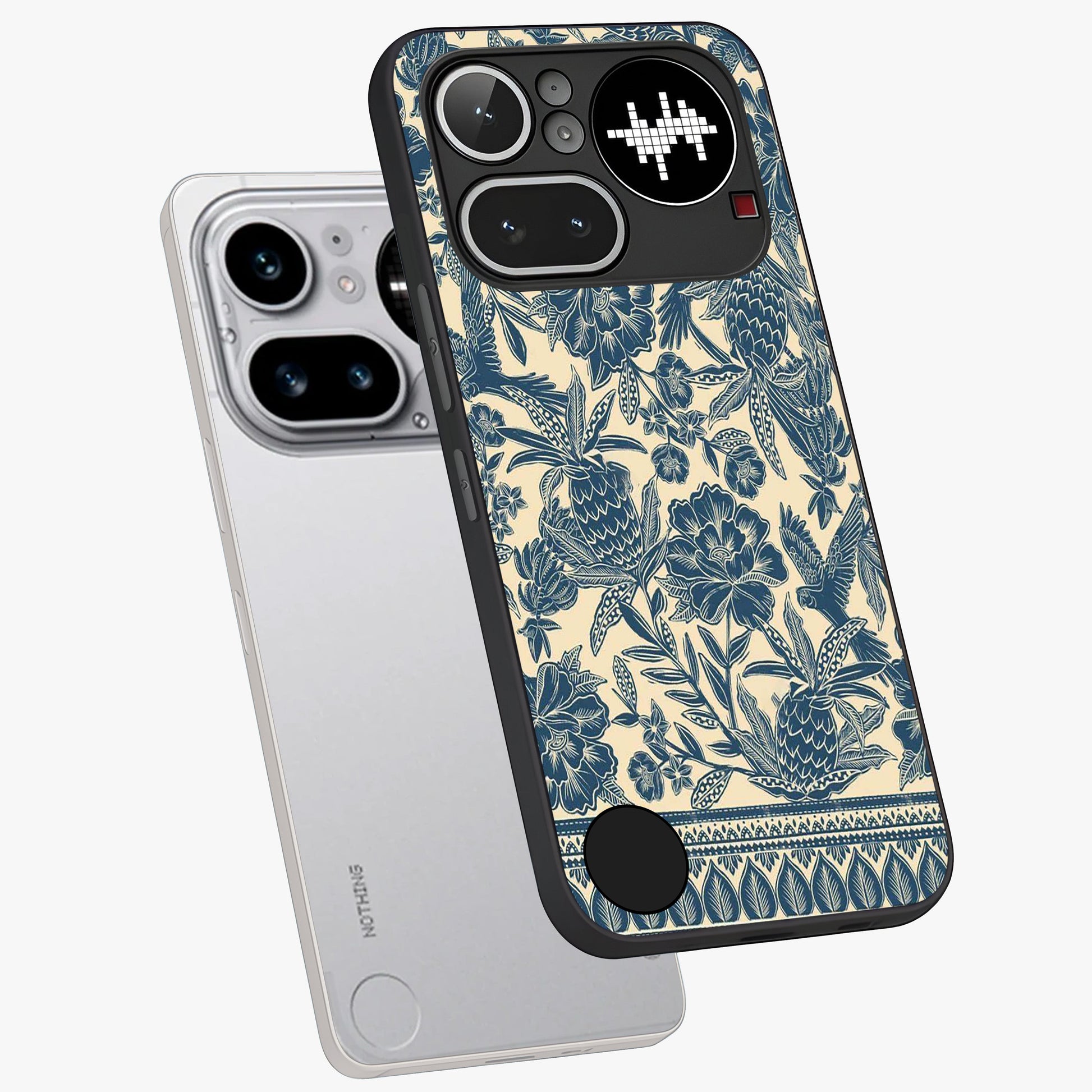 Heirloom Wild Bloom Glass Case displayed in angled mockup highlighting botanical bloom design with classic aesthetic style.