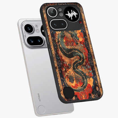 Inferno Dragon Soul Glass Case displayed in angled mockup highlighting powerful dragon illustration with inferno aesthetic.