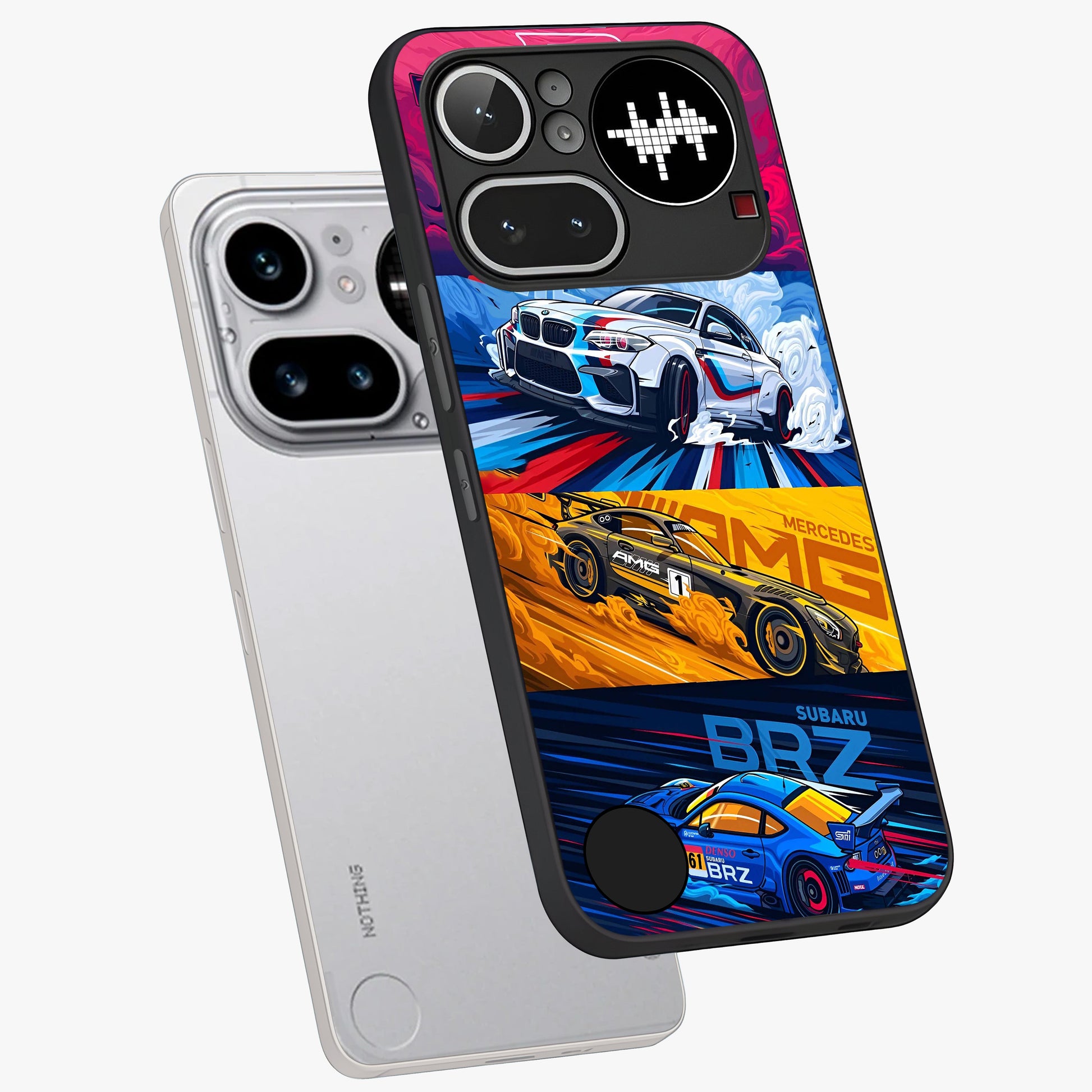 JDM Sports Car Glass Case displayed in angled mockup highlighting sleek Japanese racing car design with automotive aesthetic.