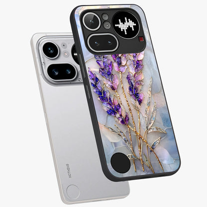 Lavender Dream Glow Glass Case displayed in angled mockup highlighting dreamy purple glow design with soft artistic style.