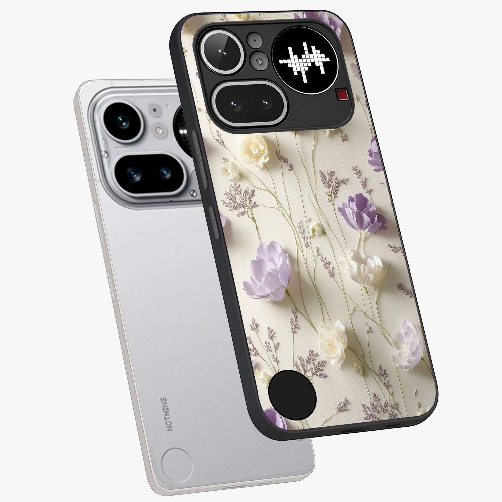 Lilac Breeze Harmony Glass Case displayed in angled mockup highlighting calm lilac breeze design with soothing aesthetic style.