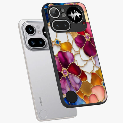 Marble Flower Pattern Glass Case displayed in angled mockup highlighting elegant marble floral design with modern aesthetic.