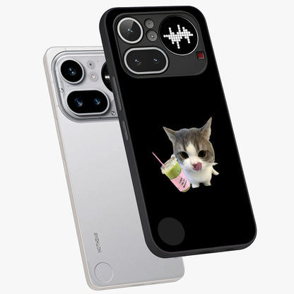 Matcha Cat Style Glass Case displayed in angled mockup highlighting playful feline design with pastel matcha aesthetic.