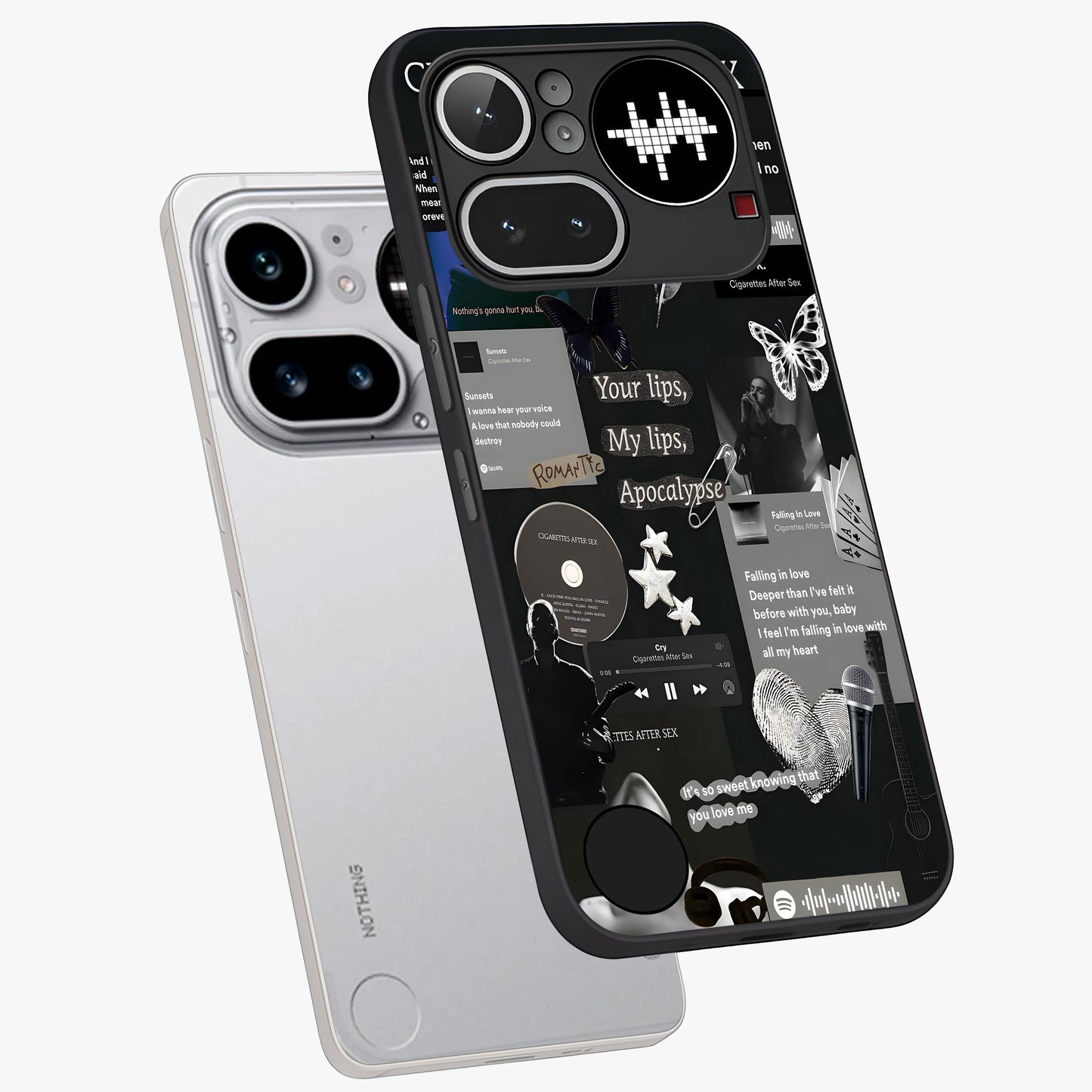 Midnight Love Echo Glass Case displayed in angled mockup highlighting elegant love inspired design with deep aesthetic style.