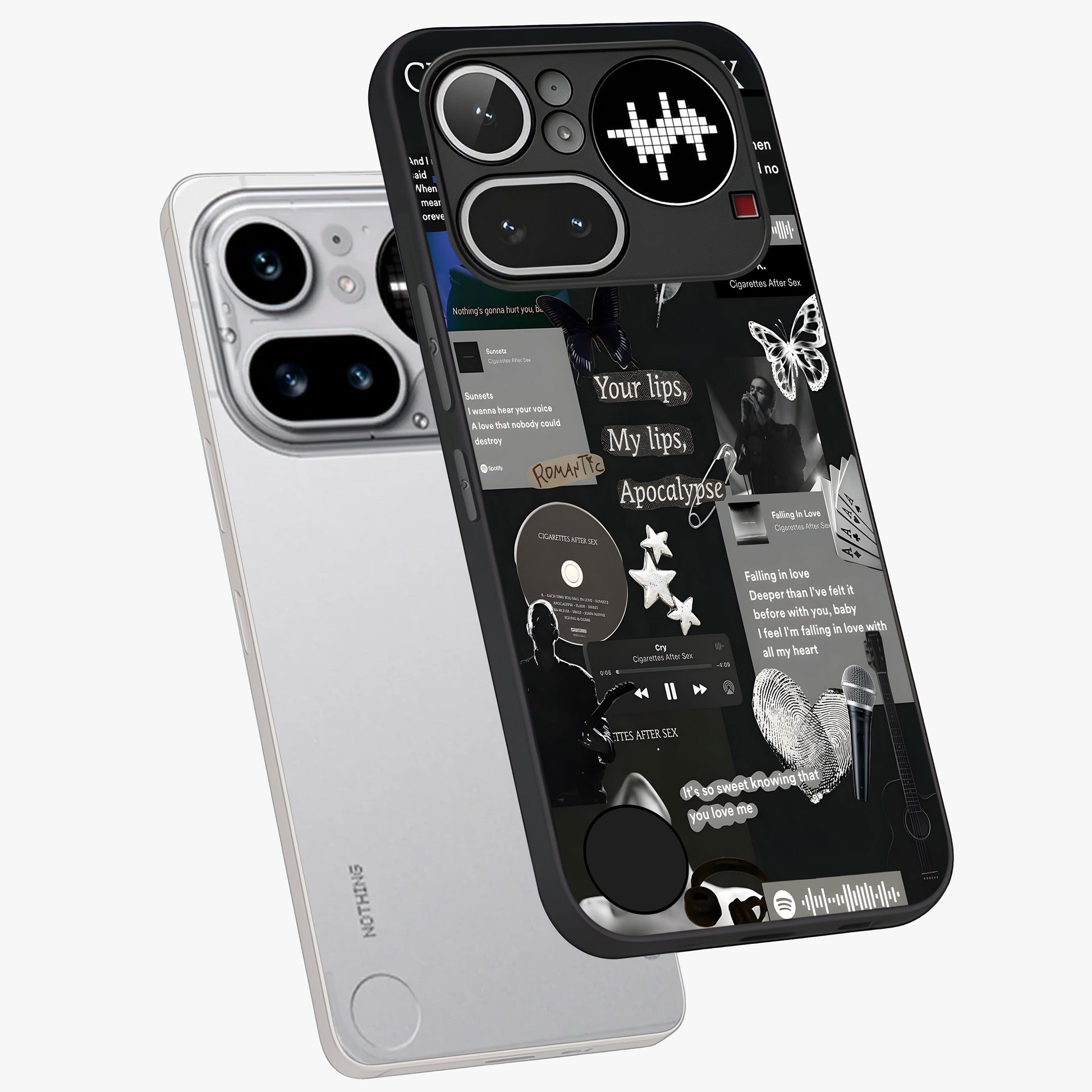 Midnight Love Echo Glass Case displayed in angled mockup highlighting elegant love inspired design with deep aesthetic style.