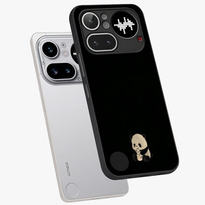 Midnight Panda Love Glass Case displayed in angled mockup highlighting adorable panda illustration with midnight aesthetic.
