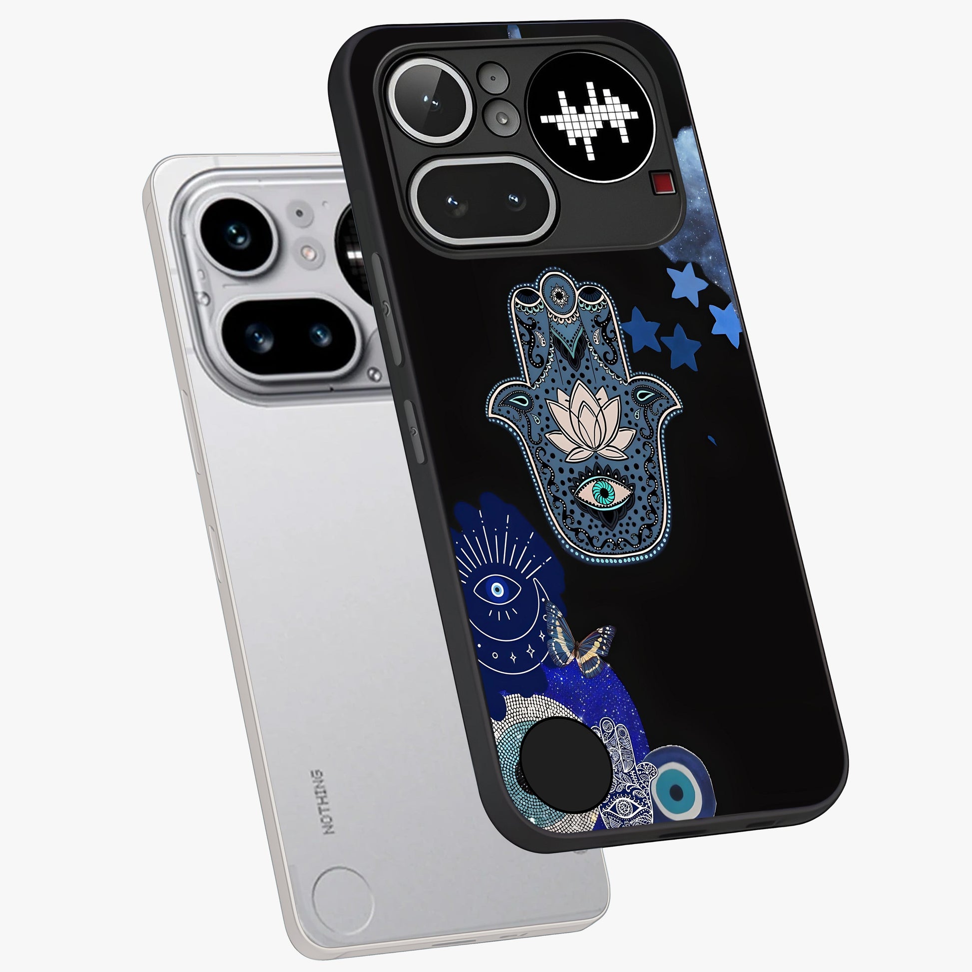Mystic Hand Aura Glass Case displayed in angled mockup highlighting magical aura design with spiritual aesthetic style.