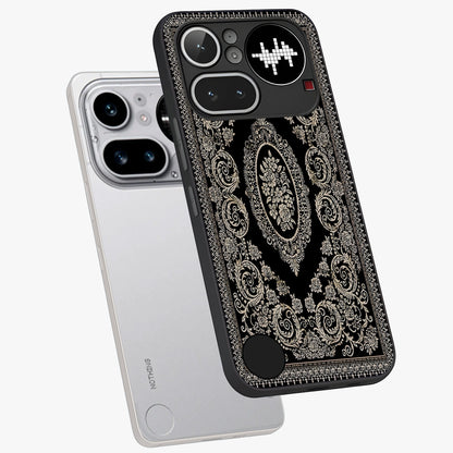 Noir Bloom Elegance Glass Case displayed in angled mockup highlighting refined flower design with stylish noir aesthetic.
