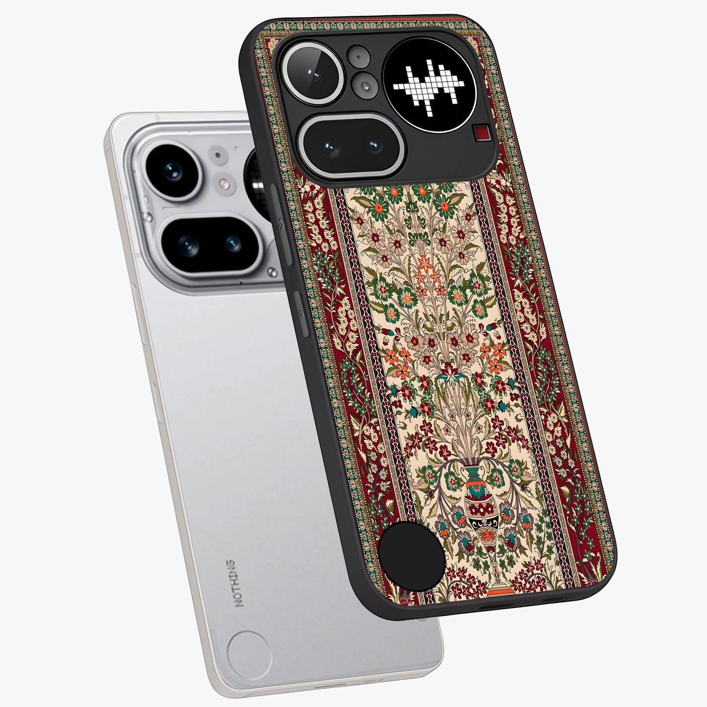 Persian Inspired Glass Case displayed in angled mockup highlighting intricate traditional design with elegant cultural aesthetic.