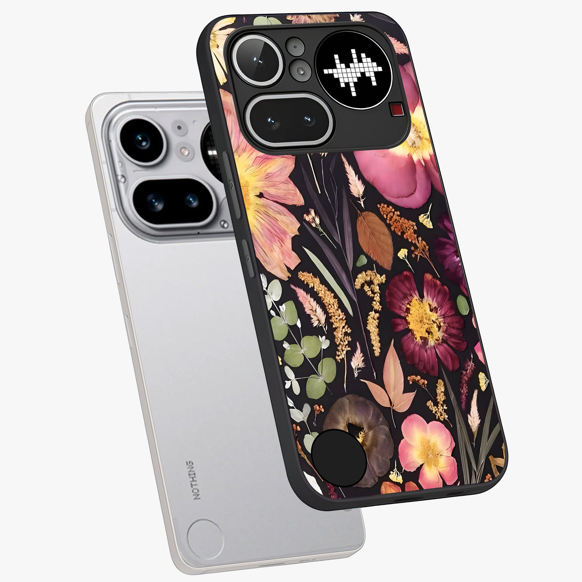 Petal Dream Tapestry Glass Case displayed in angled mockup highlighting decorative petal pattern with elegant botanical aesthetic.