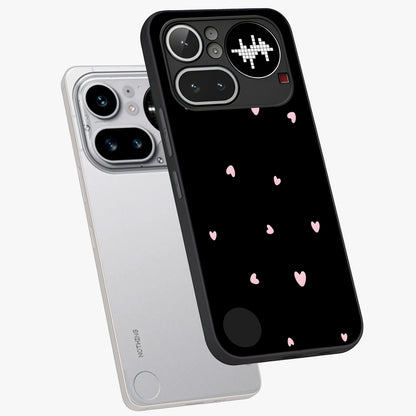 Pink Love Drops Glass Case displayed in angled mockup highlighting cute love drop design with vibrant pink aesthetic.