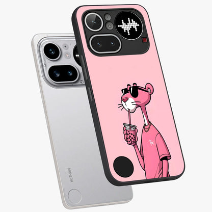 Pink Panther Glass Case displayed in angled mockup highlighting playful cartoon character design with vibrant pink aesthetic.