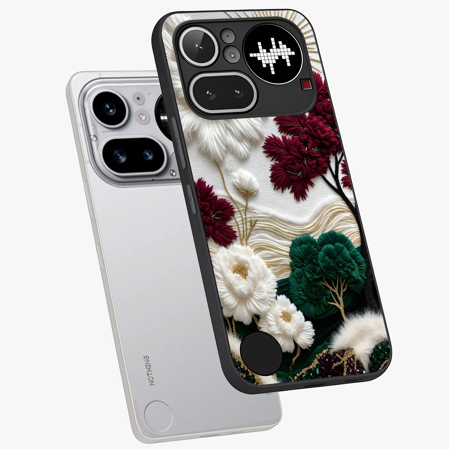 Radiant Bloom Elegance Glass Case displayed in angled mockup highlighting graceful floral design with radiant aesthetic style.