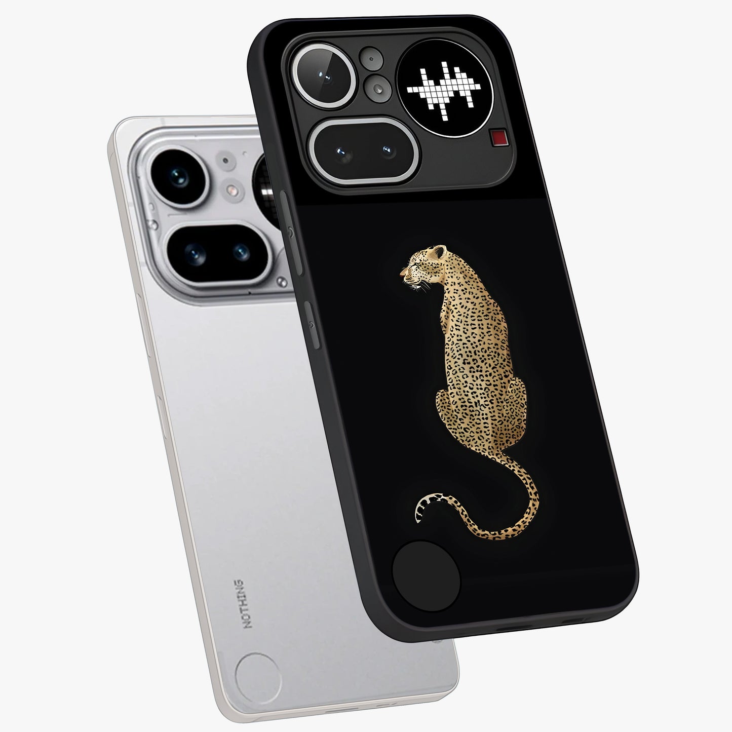 Regal Leopard Glass Case displayed in angled mockup highlighting powerful animal illustration with stylish wild aesthetic.