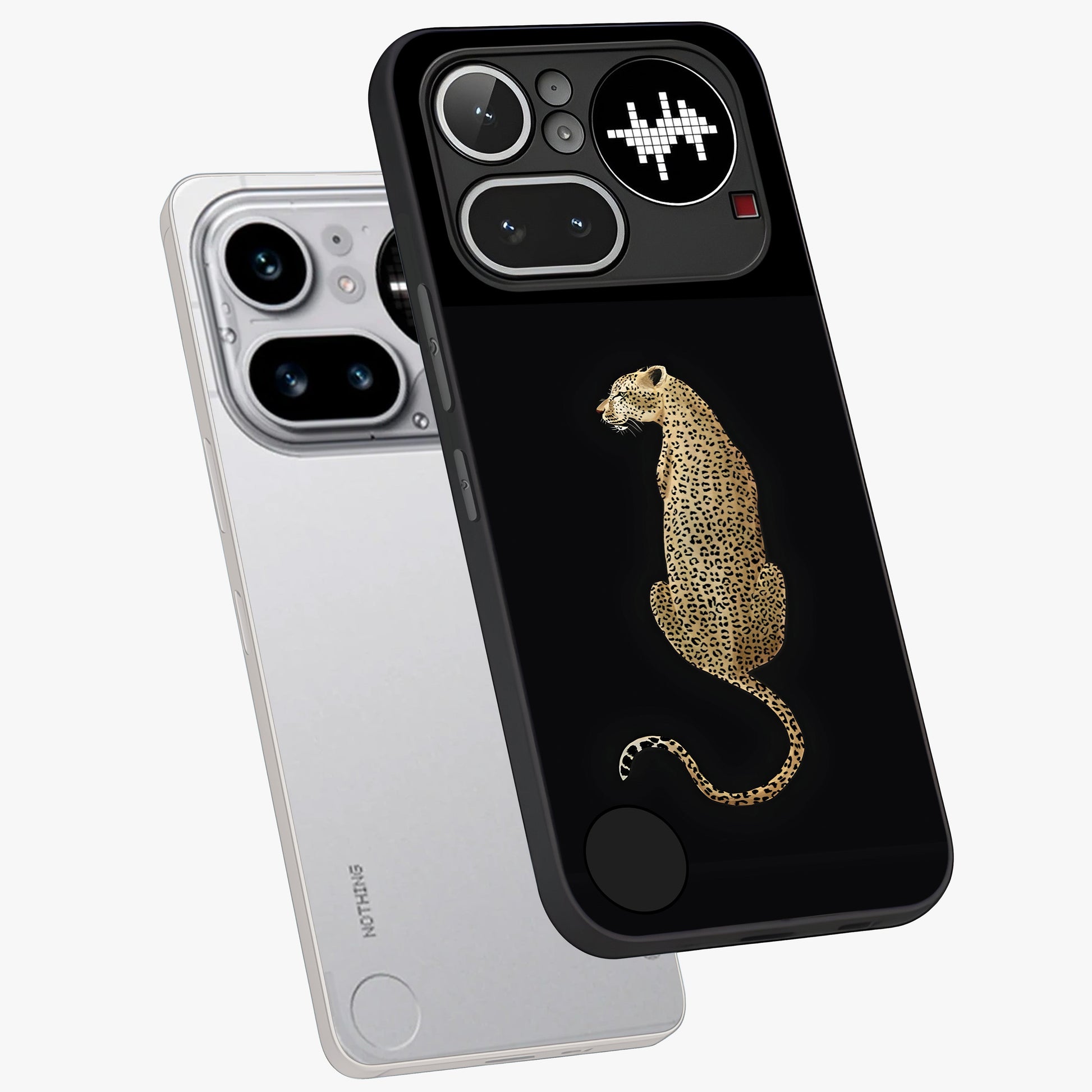 Regal Leopard Glass Case displayed in angled mockup highlighting powerful animal illustration with stylish wild aesthetic.