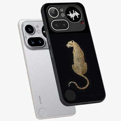 Regal Leopard Glass Case displayed in angled mockup highlighting powerful animal illustration with stylish wild aesthetic.