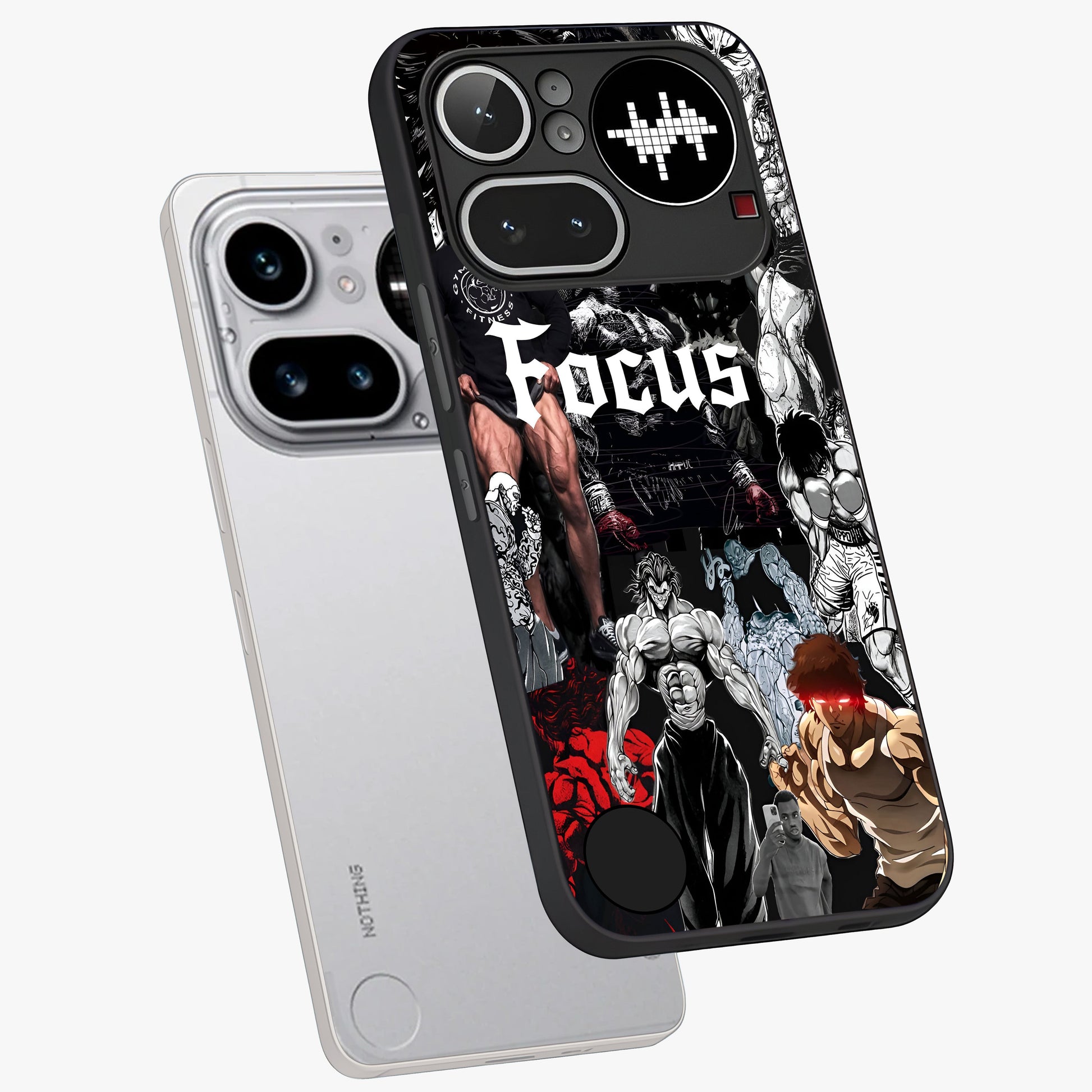Relentless Power Focus Glass Case displayed in angled mockup highlighting bold statement design with modern aesthetic style.