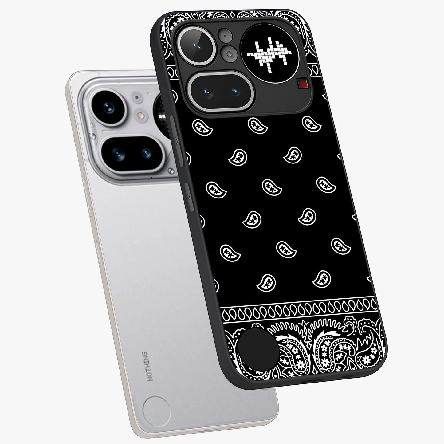 Retro Rebel Threads Glass Case displayed in angled mockup highlighting retro inspired graphic design with rebellious aesthetic.