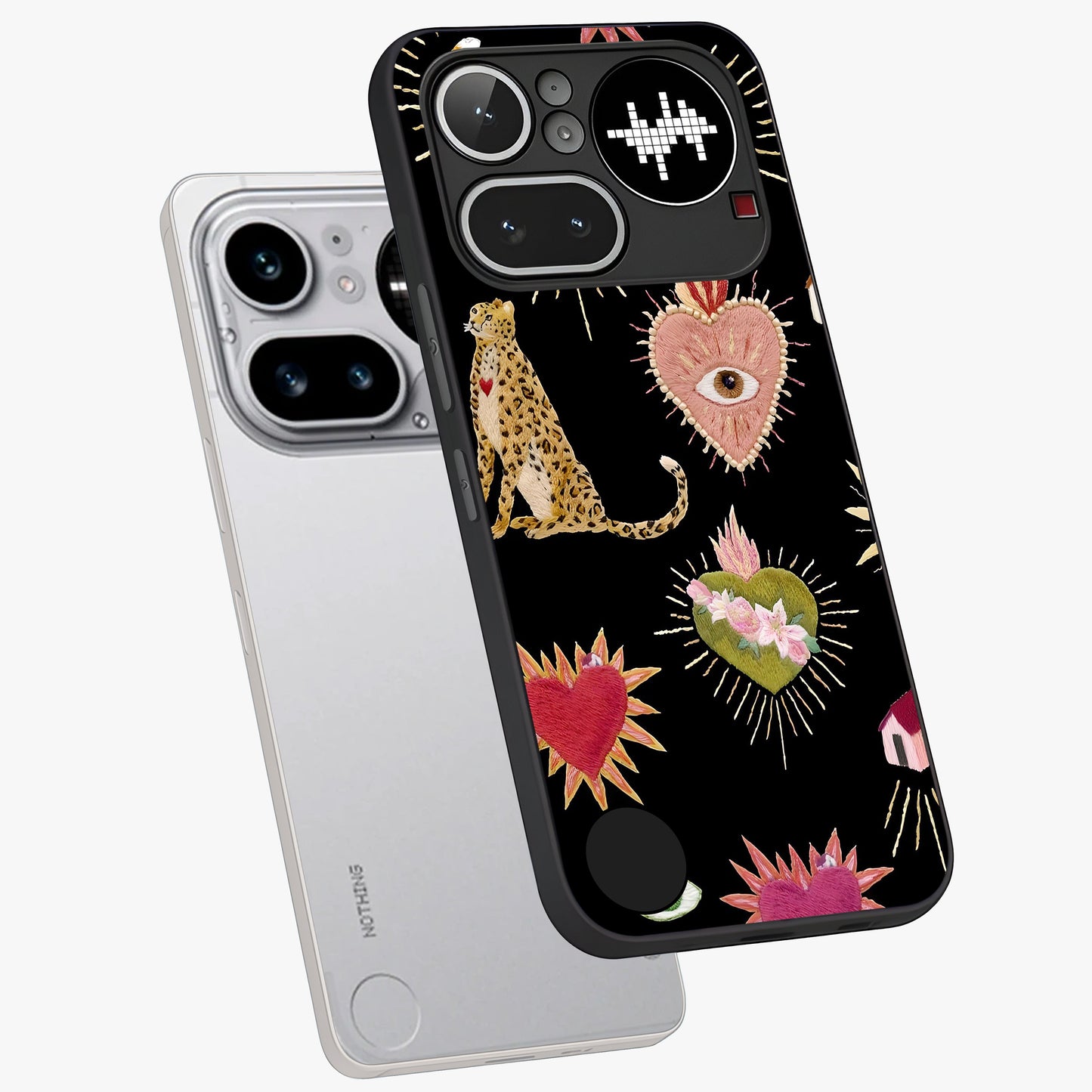 Sacred Jungle Heart Glass Case displayed in angled mockup highlighting lush tropical design with natural aesthetic style.