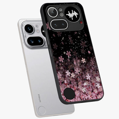 Small Starry Flowers Glass Case displayed in angled mockup highlighting tiny flower pattern with celestial aesthetic style.
