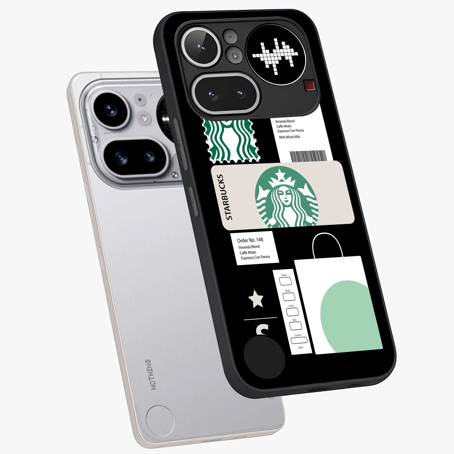 Starbucks Mocha Glass Case displayed in angled mockup highlighting stylish mocha themed design with cozy café aesthetic.