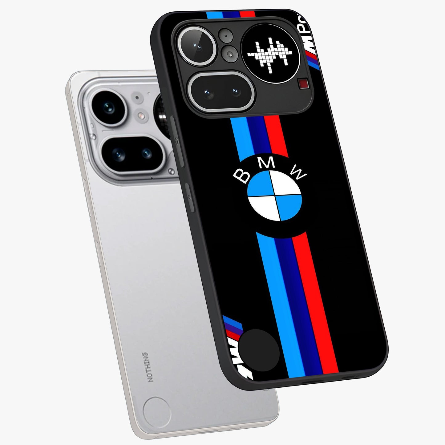 Turbo BMW Beast Glass Case displayed in angled mockup highlighting sleek racing car design with bold automotive aesthetic.