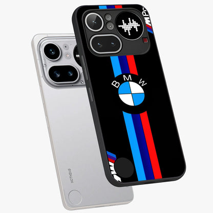 Turbo BMW Beast Glass Case displayed in angled mockup highlighting sleek racing car design with bold automotive aesthetic.