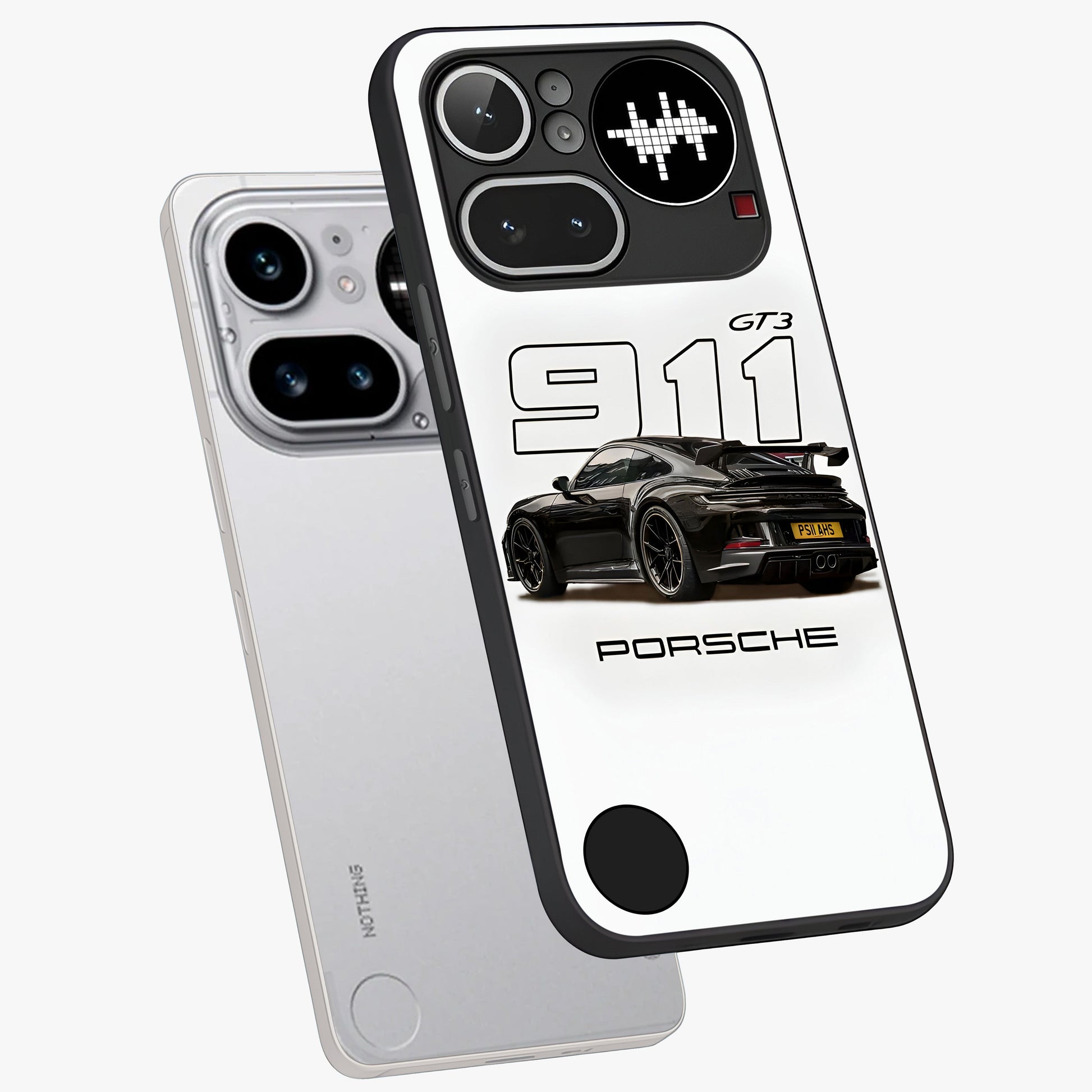 Turbo Legacy Icon Glass Case displayed in angled mockup highlighting dynamic automotive design with performance aesthetic.