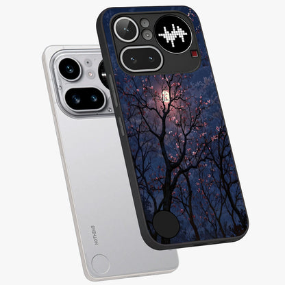 Twilight Sakura Serenade Glass Case displayed in angled mockup highlighting delicate sakura flower design with dreamy aesthetic.