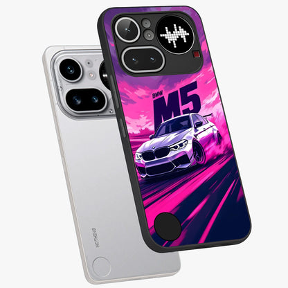 Velocity Drift Pulse Glass Case displayed in angled mockup highlighting dynamic drift design with sporty automotive aesthetic.