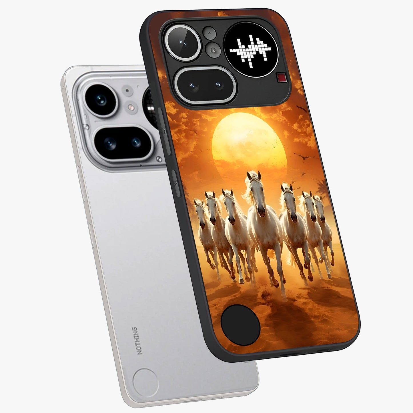 Wild Sunset Majesty Glass Case displayed in angled mockup highlighting vibrant sunset sky design with scenic aesthetic.